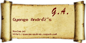 Gyenge András névjegykártya